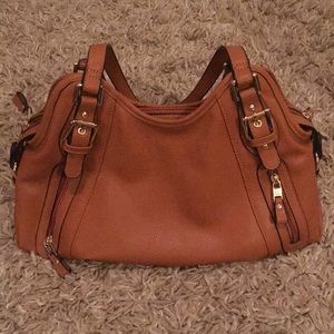 Naturalizer Cognac Leather Handbag w/ Gold Accents